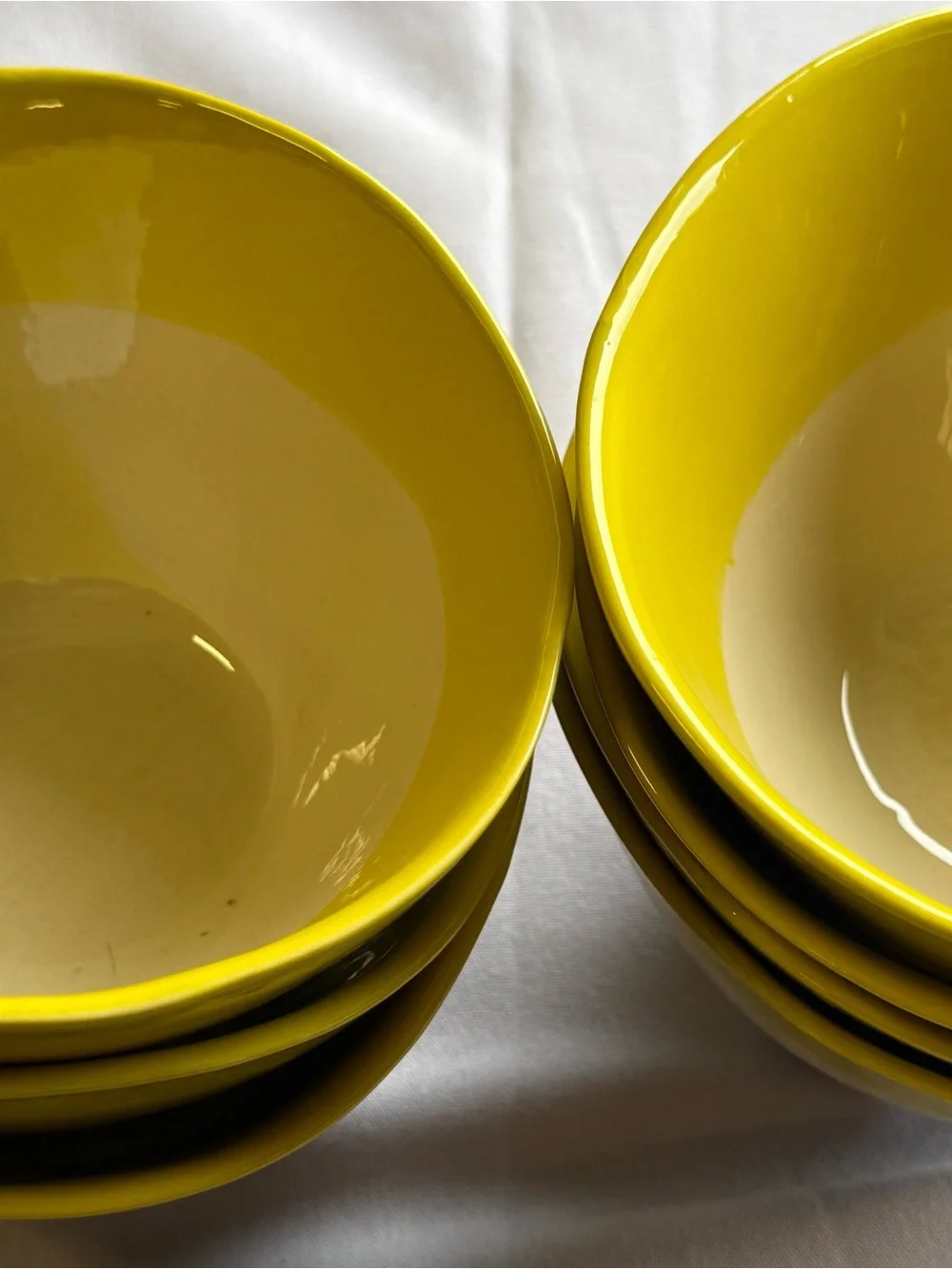 7 Crate&Barrel Yellow, Cream and Gray Layered Myro Ceramic Bowls